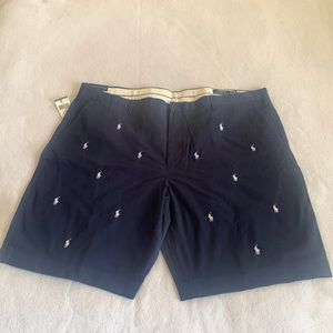 Polo Ralph’s Lauren mens stretch classic fit flat front pony logo chino shorts